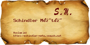 Schindler Máté névjegykártya
